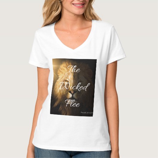 The Wicked Flee Spreuken 28:1 KJV Vrouwen V-hals T-shirt (Voorkant)