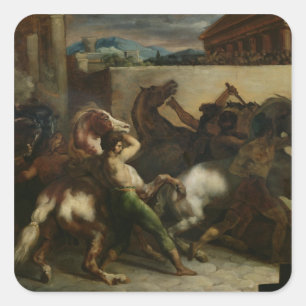 The Wild Horse Race at Rome, c.1817 Vierkante Sticker