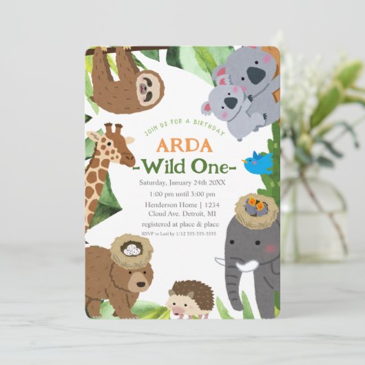 The Wild One: uitnodiging voor een dierenverjaarda (Staand voorkant)