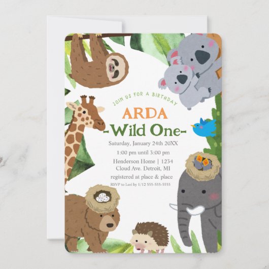 The Wild One: uitnodiging voor een dierenverjaarda (Voorkant)