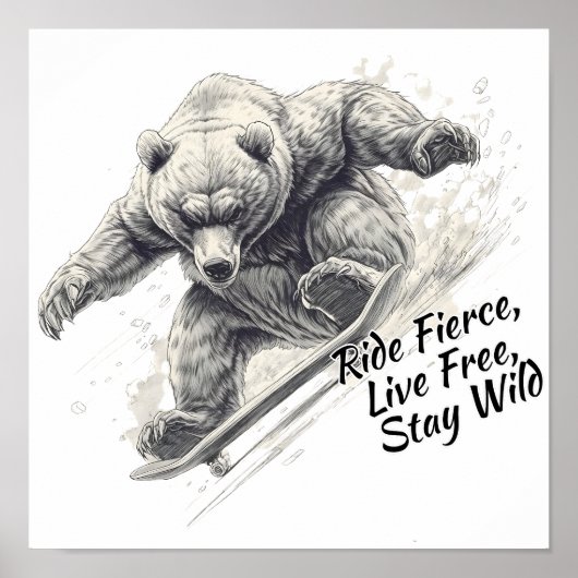 The Wild Rider Bear Sketch Poster (Voorkant)