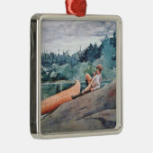 The Wilderness Guide (door Winslow Homer) Metalen Ornament (Rechts)