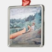The Wilderness Guide (door Winslow Homer) Metalen Ornament (Links)