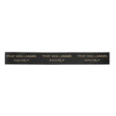 The Williams Family Elegant Faux Gold Script Zwart Satijnen Lint (Voorkant)
