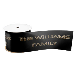 The Williams Family Elegant Faux Gold Script Zwart Satijnen Lint
