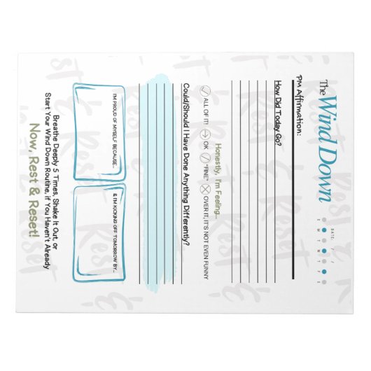 The WIND DOWN – 5-Minute Evening Journal Notepad Notitieblok (Voorkant)