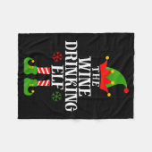 The Wine Drinking Elf Funny Matching Family Christ Fleece Deken (Voorkant (Horizontaal))