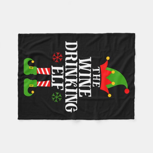 The Wine Drinking Elf Funny Matching Family Christ Fleece Deken (Voorkant (Horizontaal))