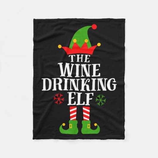 The Wine Drinking Elf Funny Matching Family Christ Fleece Deken (Voorkant)