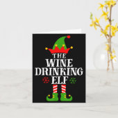The Wine Drinking Elf Funny Matching Family Christ Kaart (Gele Bloem)