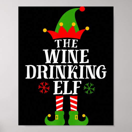 The Wine Drinking Elf Funny Matching Family Christ Poster (Voorkant)
