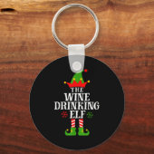 The Wine Drinking Elf Funny Matching Family Christ Sleutelhanger (Voorkant)