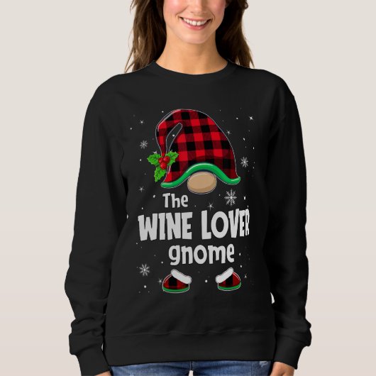 The Wine  Gnome Buffalo Plaid Christmas Matching F Trui (Voorkant)