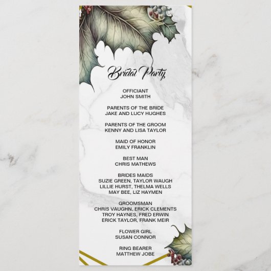 The Winery 2 sided Program Card Programmakaart (Achterkant)