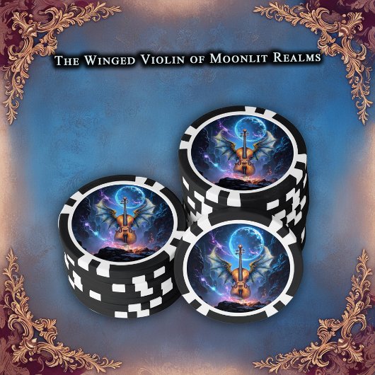 The Winged Violin of Moonlit Realms Poker Chips