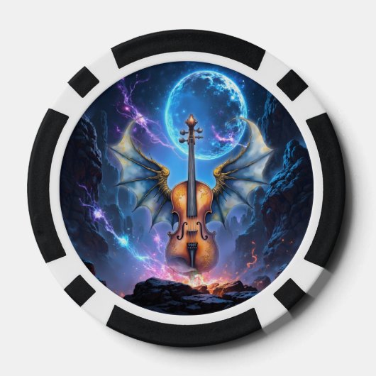 The Winged Violin of Moonlit Realms Poker Chips (Achterkant)