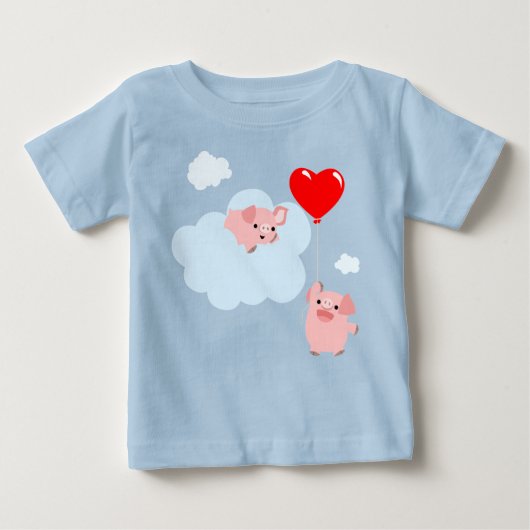 The Wings of Love (Cartoon Pigs) Baby T-Shirt (Voorkant)