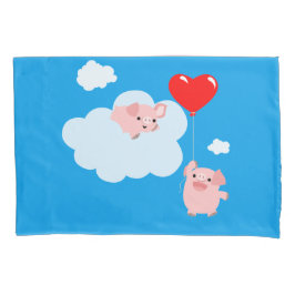 The Wings of Love (Cute Cartoon Pigs) Kussensloop