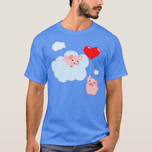 The Wings of Love (Schattige Cartoon Pigs) T-shirt (Voorkant)