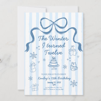 The Winter I turned 12 Birthday Invitation Kaart