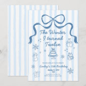 The Winter I turned 12 Birthday Invitation Kaart (Voorkant / Achterkant)