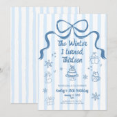 The Winter I turned 13 Birthday Invitation Kaart (Voorkant / Achterkant)