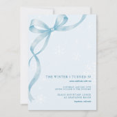 The Winter I Turned | Ice Blue Ribbon Birthday Kaart (Voorkant)