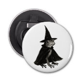 The Witch Frog – Ink Brush Halloween Design on Button Flesopener (Voorkant)