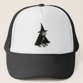 The Witch Frog – Ink Brush Halloween Design on Trucker Pet (Voorkant)