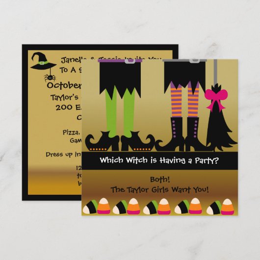 The Witches Halloween Birthday Party nodigt uit Kaart (Voorkant / Achterkant)