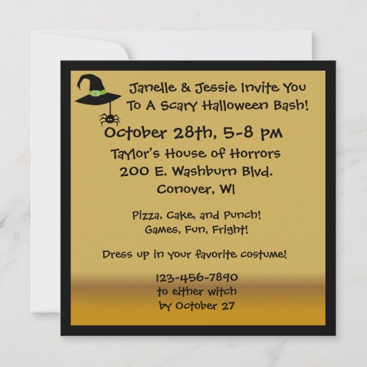 The Witches Halloween Birthday Party nodigt uit Kaart (Achterkant)