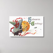 The Witch's Kiss: een Jack of Lantern op Halloween Canvas Afdruk (Voorkant)