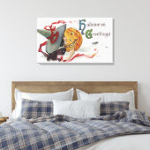 The Witch's Kiss: een Jack of Lantern op Halloween Canvas Afdruk (Insitu (Slaapkamer))