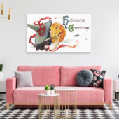 The Witch's Kiss: een Jack of Lantern op Halloween Canvas Afdruk (Insitu (Woonkamer))