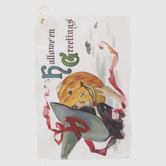 The Witch's Kiss: een Jack of Lantern op Halloween Golfhanddoek (Voorkant)