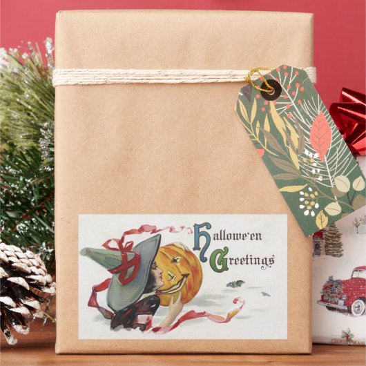 The Witch's Kiss: een Jack of Lantern op Halloween Rechthoekige Sticker (Feestdagen)