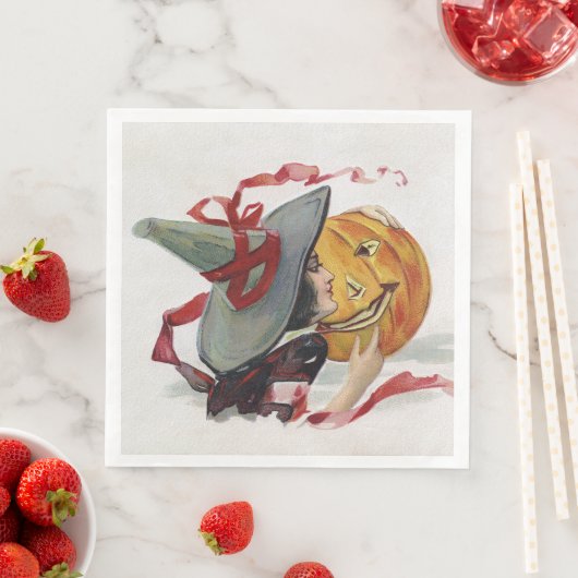 The Witch's Kiss: een Jack of Lantern op Halloween Servet (Insitu)