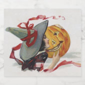 The Witch's Kiss: een Jack of Lantern op Halloween Sparkling Wijnetiket (Enkel label)