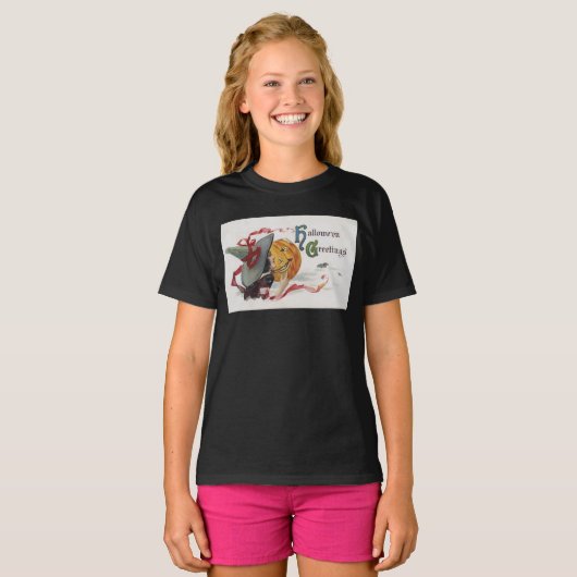 The Witch's Kiss: een Jack of Lantern op Halloween T-shirt (Voorkant volledig)