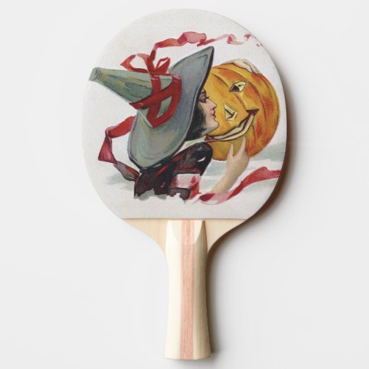 The Witch's Kiss: een Jack of Lantern op Halloween Tafeltennisbatje (Achterkant)