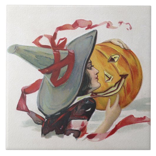 The Witch's Kiss: een Jack of Lantern op Halloween Tegeltje (Voorkant)