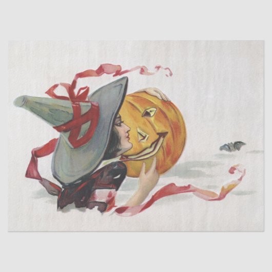 The Witch's Kiss: een Jack of Lantern op Halloween Tissuepapier (Voorkant)