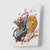 The Witch's Kiss: een Jack of Lantern op Halloween Vierkante Klok (Hoek)