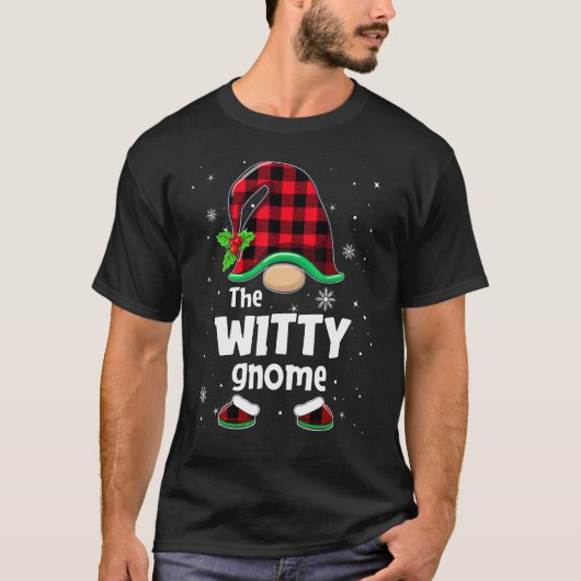 The Witty Gnome Buffalo Plaid Christmas Matching F T-shirt (Voorkant)
