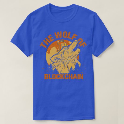 The Wolf of Blockchain Grappige Bitcoin Wall Stree T-shirt (Design voorkant)