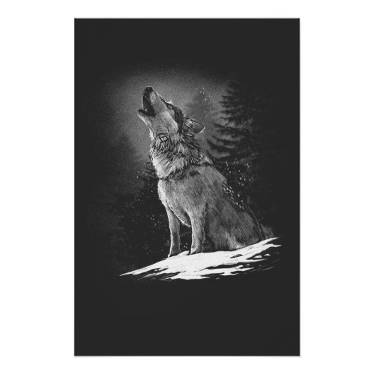 The wolf's breast in nature at night perfect poster (Voorkant)