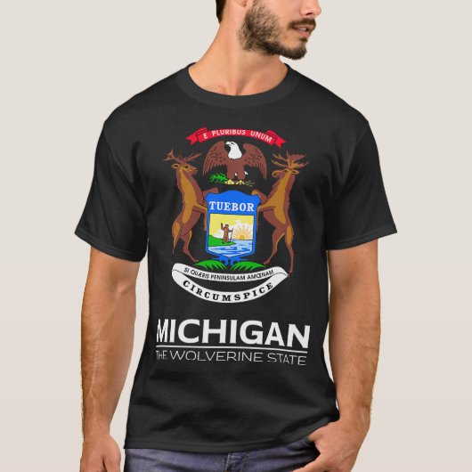 THE WOLVERINE STATE MICHIGAN FLAG DETROAT GREAT LA T-SHIRT (Voorkant)