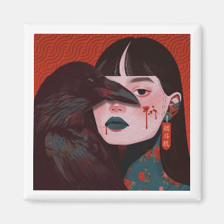 The Woman and the crow Magneet