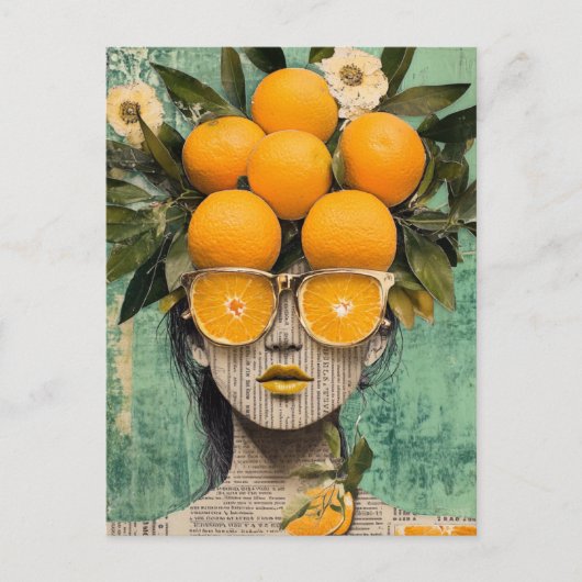 The Woman and the Oranges Collage Briefkaart (Voorkant)