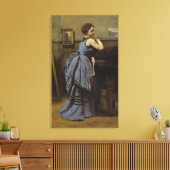 The Woman in Blue Canvas Afdruk (Insitu (Woonkamer))